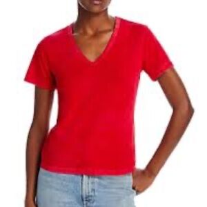 Revolve Cotton Citizen Womens NEW Standard V Neck Tee Short Sleeve Size S Red
